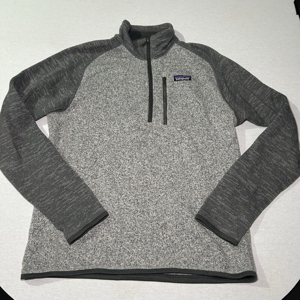 Patagonia Better Sweater Mens Medium Gray 1/4 Zip Pullover Fleece Two Tone Mock